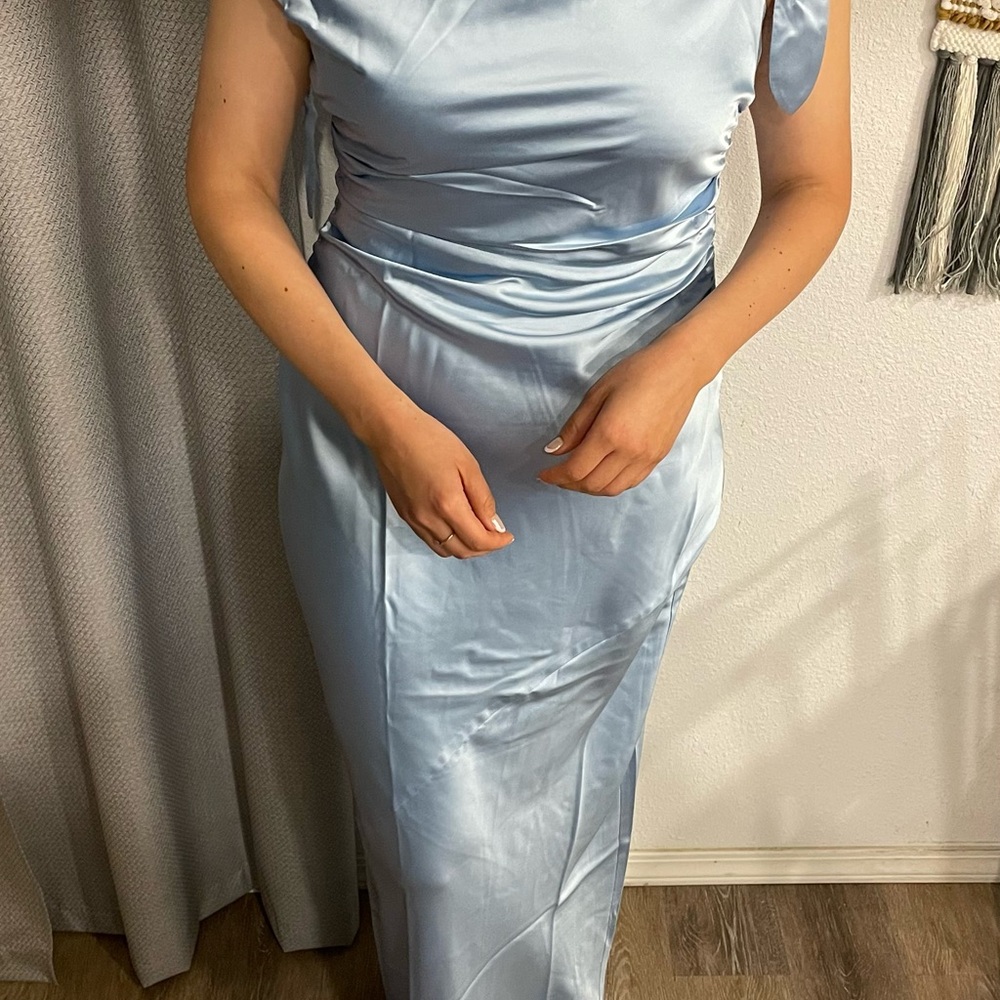 Elegant Blue Satin Dress